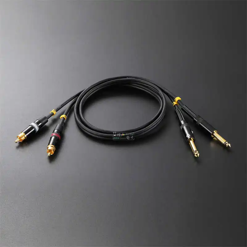 

REAN Professional Audio Cable RCA to 6.35mm Stereo Dual 1/4 TRS Male to Male OFC 24K Gold Plated for Mixer CD Player DJ Gear