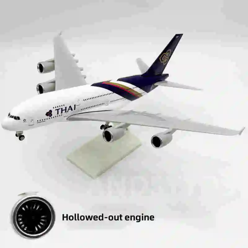 Vliegtuigen Vliegtuig Vliegtuig Souvenirs 30CM Schaal 1:240 Thailand Airlines A380 Vliegtuig Model Speelgoed Hars Collectible Gift Display