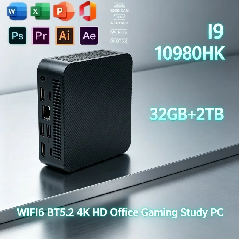 2026 New Arrival Intel I9-10980HK Mini Desktop PC 32GB RAM 2TB NVMe SSD Multi Screen 4K Gaming Computer Office Mini PC