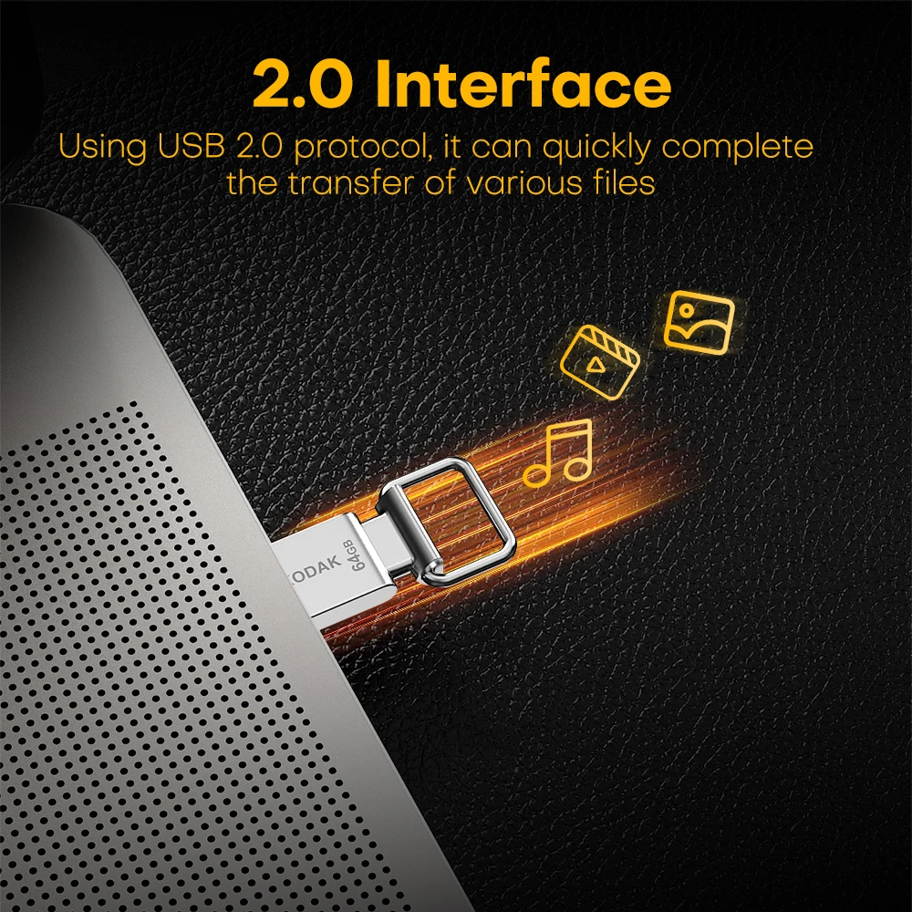 KODAK K112 محرك فلاش USB صغير 32 جيجابايت 64 جيجابايت 128 جيجابايت USB2.0 محرك ذاكرة القلم مع حلقة رئيسية عصا ذاكرة معدنية محمولة للكمبيوتر السيارة