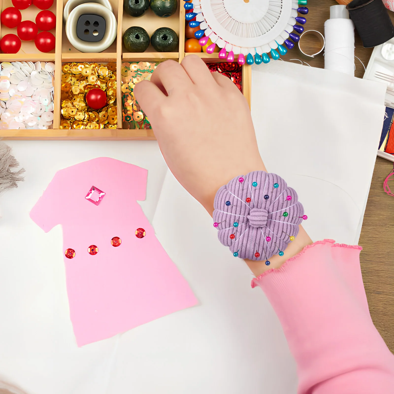 

Pin Cushion Wrist Slap Bracelet Soft Sewing Needle Holder For Embroidery Craft Diy Pincushion Bracelet Wristband Sewing