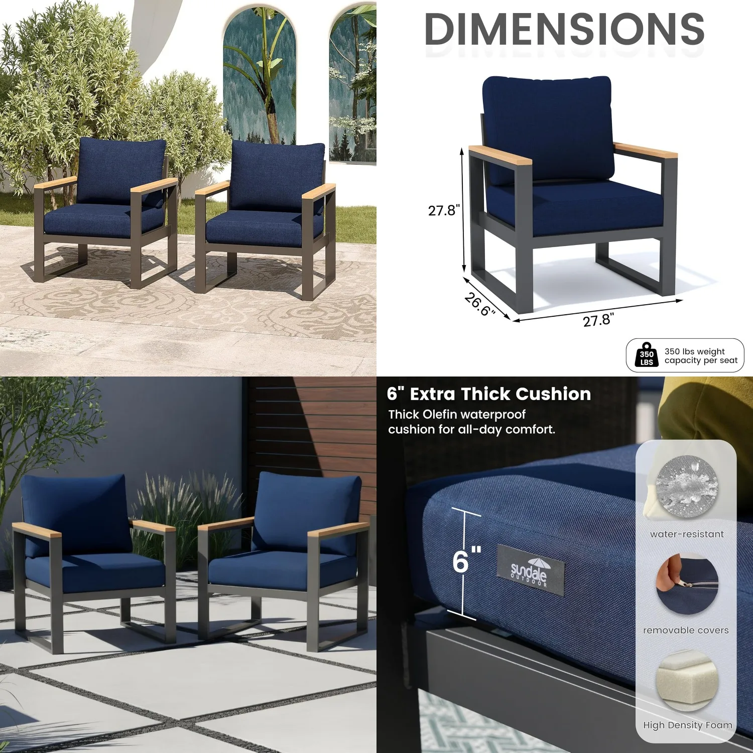 All-Weather Aluminum Armchairs Patio Furniture 6