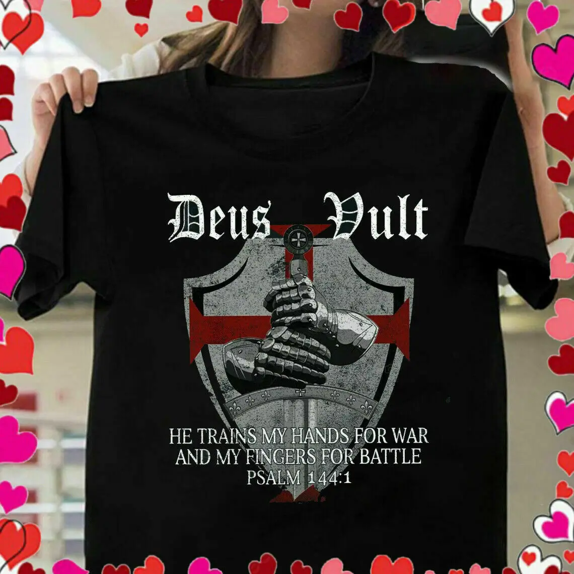 Deus Vult. God Trains Me For Battle. Knight Templar Christian Warrior T Shirt. 100% Cotton Casual T-shirts Loose Top Size S-3XL