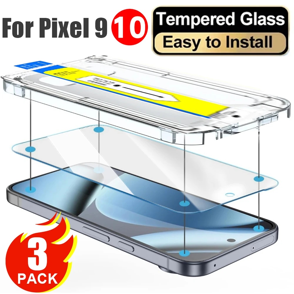 

1-3Pcs For Google Pixel 10 9 Pro XL 5G Screen Protector Fingerprint Toughened HD Tempered Glass Dust Free Easy Install Kit Auto