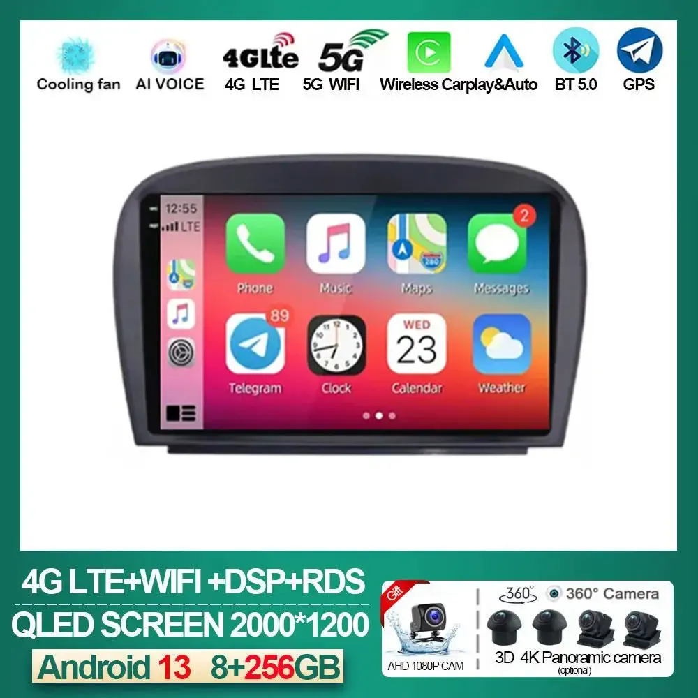 

Android 13 для Mercedes Benz SL R230 SL350 SL500 SL55 SL600 SL65 2001-2007 Carplay Автомагнитола мультимедийный Стерео GPS видеоплеер