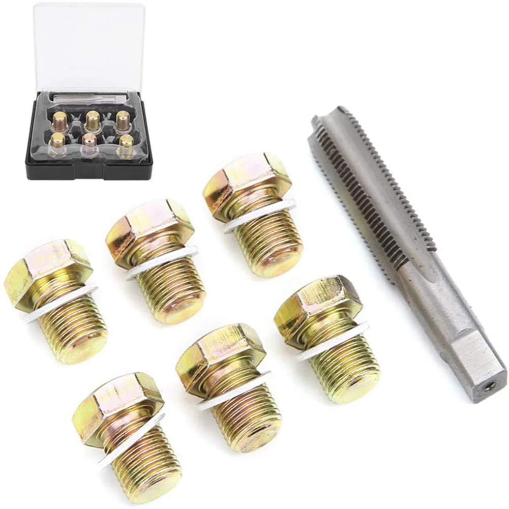 

Oil Pan Thread Repair Tools Kit M13x1.25 Iron Sump Drain Plug Repair Kit Oil Drain Plug Screws Repair Bolt Set