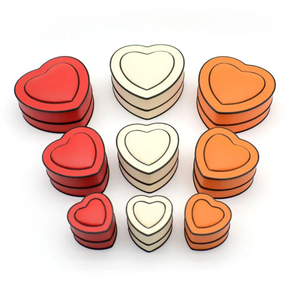 Heart-shaped Jewelry Box PU Leather Compact Portable Size Heart-shaped Box Solid-color Surface Reliable Stitching PU Leather Box