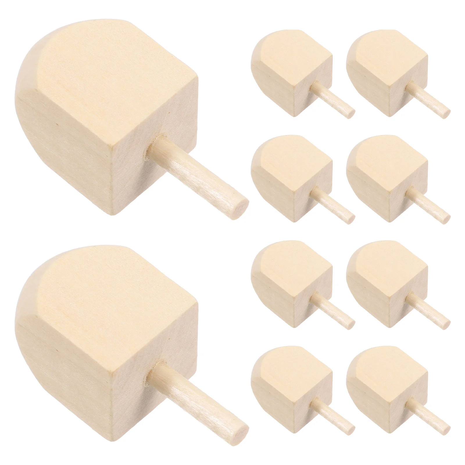 10 Pcs Toys Hanukkah Dreidel Large and Small Wooden Dreidels for Puzzle Unpainted DIY Crafts Child