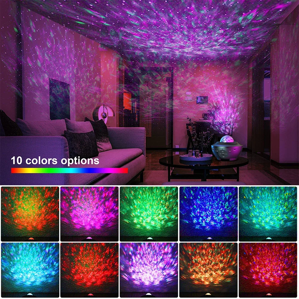 LED Star Galaxy Projector Ocean Wave Night Light Room Decor Rotate Starry Sky Projection Luminaria Decoration Bedroom Lamp Gifts