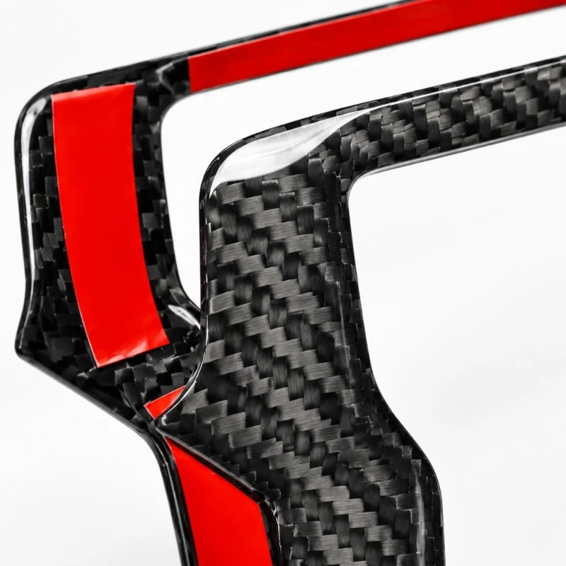 U75F Gear Shifts Trim in Real Carbon Fiber, Black Weave Molded Cover with Adhesive Backing for the Vehicle Interior