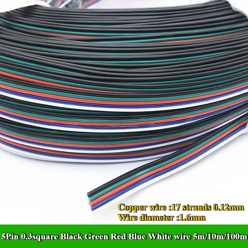 2 3 4 5Pin Electric Cable 0.3/0.5Square PVC Tinned Copper Wire Electrical Wire For LED Strip Speaker Fan Lights Solar Panel DIY