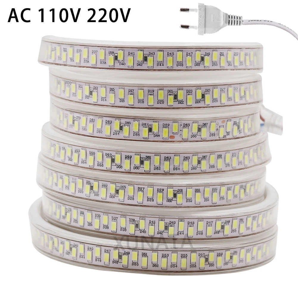 220V 110V 5730 LED Strip Super Bright 180LEDs/m Flexible Led Tape Light for Room Waterproof White Warm White EU US UK Plug