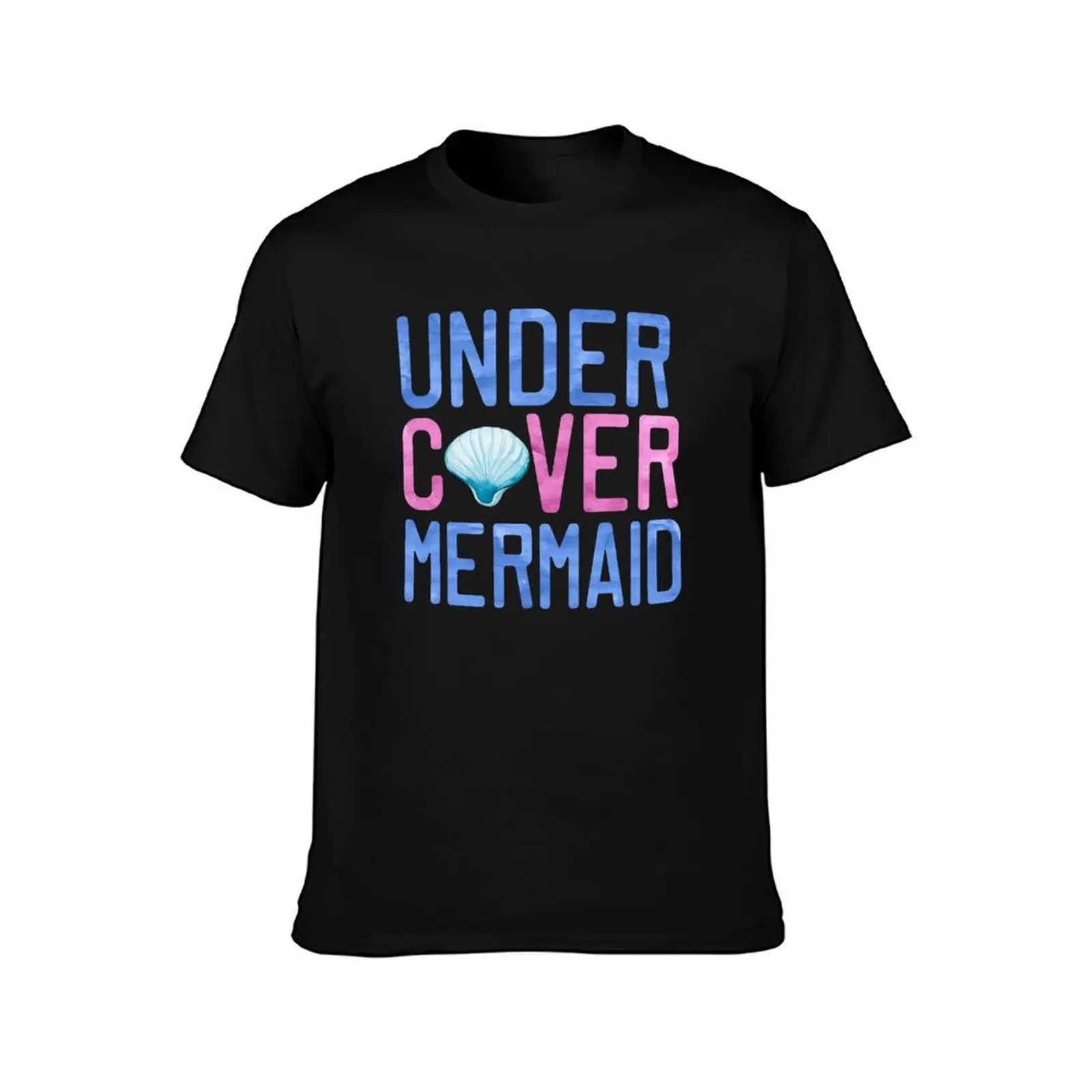 Undercover Mermaid T-Shirt, Summer Casual Cotton Tee, Oversized Streetwear Tops, Vintage Graphic Print, Loose Fit Short Sleeve
