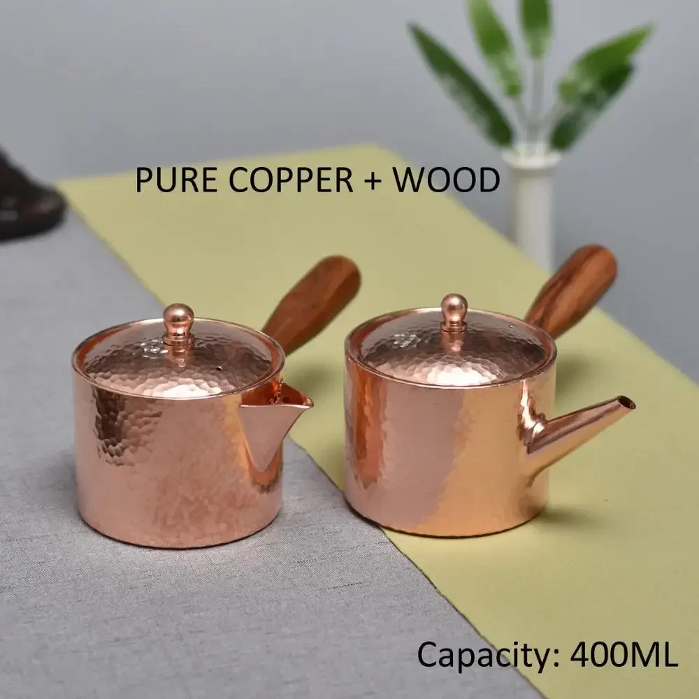 Handcraft Pure Copper Teapot Water Kettle Tea Coffee Pot Hammer Pattern Single Handle Water Boiler Drinkware Tableware