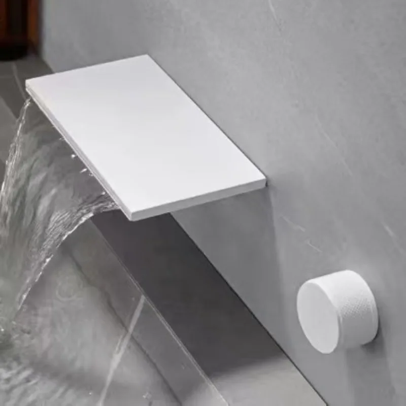 Hot and cold waterfall all-copper embedded concealed basin faucet water bathroom faucet mixed wall washbasin