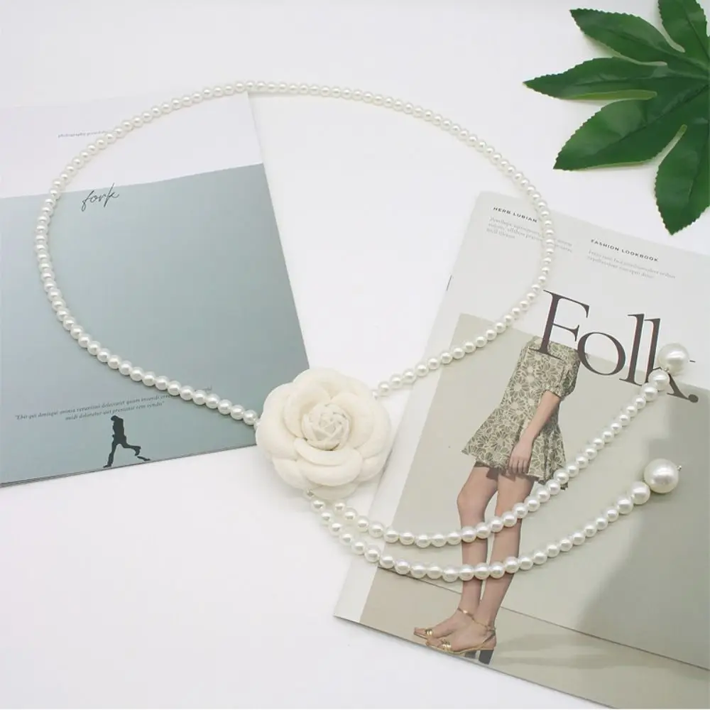 Modischer Kamelienblüten-Perlen-Taillengürtel Eleganter Kleid-Dekorationsgürtel Damen-Gürtel Kleidungszubehör Perlen-Taillenkette