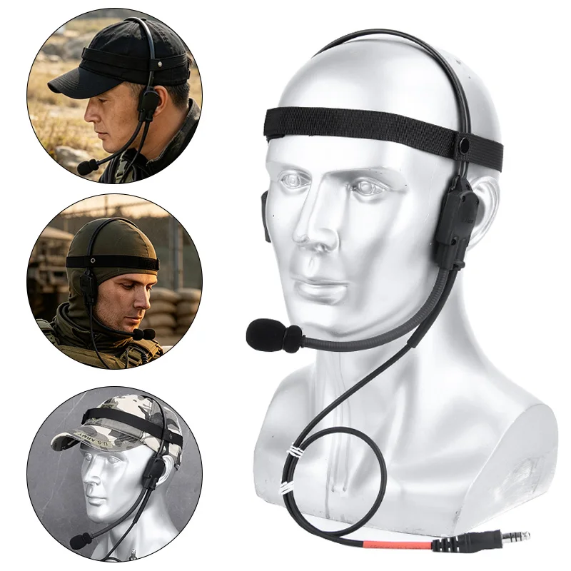 WADSN MH180-V Tactical Bone Conduction Earphone Military Communication Headset for Airsoft 7.0mm Plug Kenwood PTT Radio Walkie T