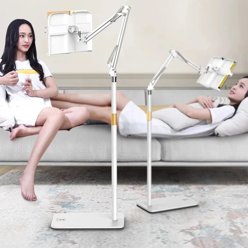 Height Adjustable Reading Book Floor Bracket Long Arm Table Bed Reading Book Stand Multi Angle Rotation Reading Book Holder