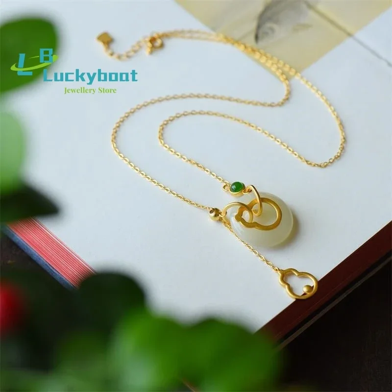 

Новый серебряный инкрустированный натуральный нефрит Хэтянь тыква кулон ожерелье в китайском стиле ретро уникальное древнее золото ремесло женские брендовые ювелирные изделия