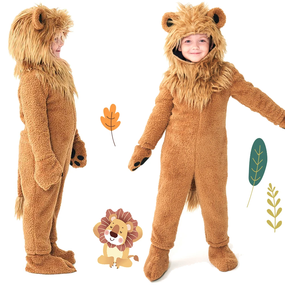 

Fantasia Cute Lion Cosplay Youth Clothing Cartoon Stage Teen Disfraz Costume 6 to 14 Years Halloween Carnival Party Clothes