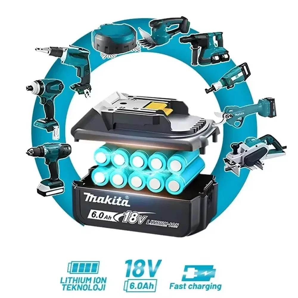 🔋 100% новый оригинальный аккумулятор Makita 6,0 Ач для Makita 18 В BL1830B BL1850B BL1850 BL1840 BL1860 BL1815, сменный литиевый аккумулятор