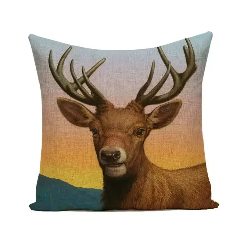 Poszewka na poduszkę Wildlife Cute Deer Moose Face Poszewka na poduszkę Home Living Room Decor Dekoracja 45x45cm