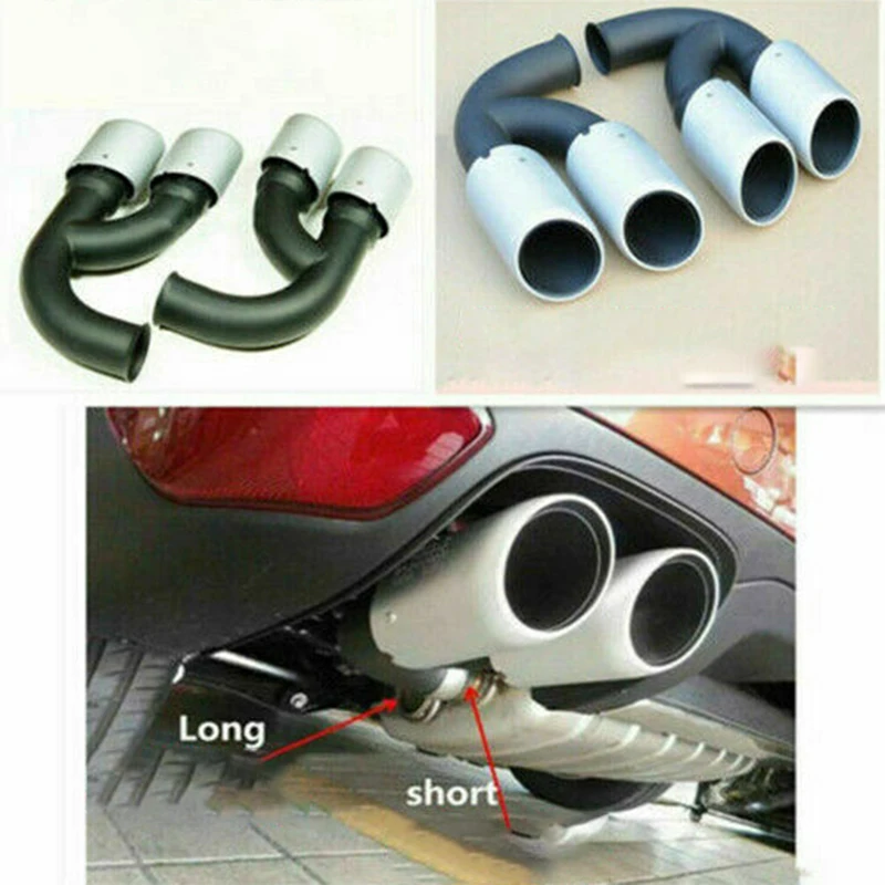 A PAIR For Porsche Cayenne S 2010 2011 2012 2013 2014 Car Exhaust Systems Nozzle Muffler Pipe Decoration Trim Tip Tail pipe