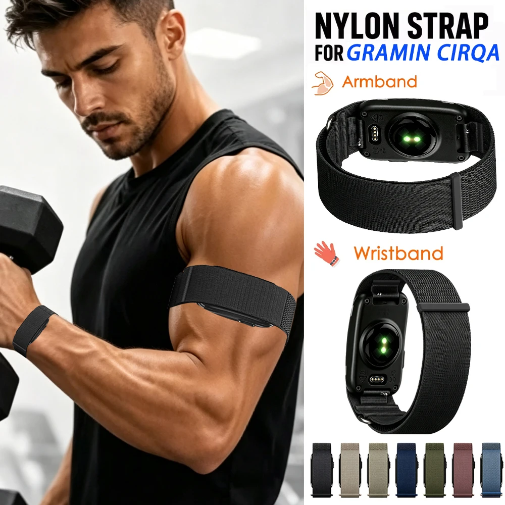 Biceps Band Wrist Strap Compatible with Garmin Cirqa Smart Band Nylon Adjustable Fitness Tracker Replace Correa For Garmin Cirqa