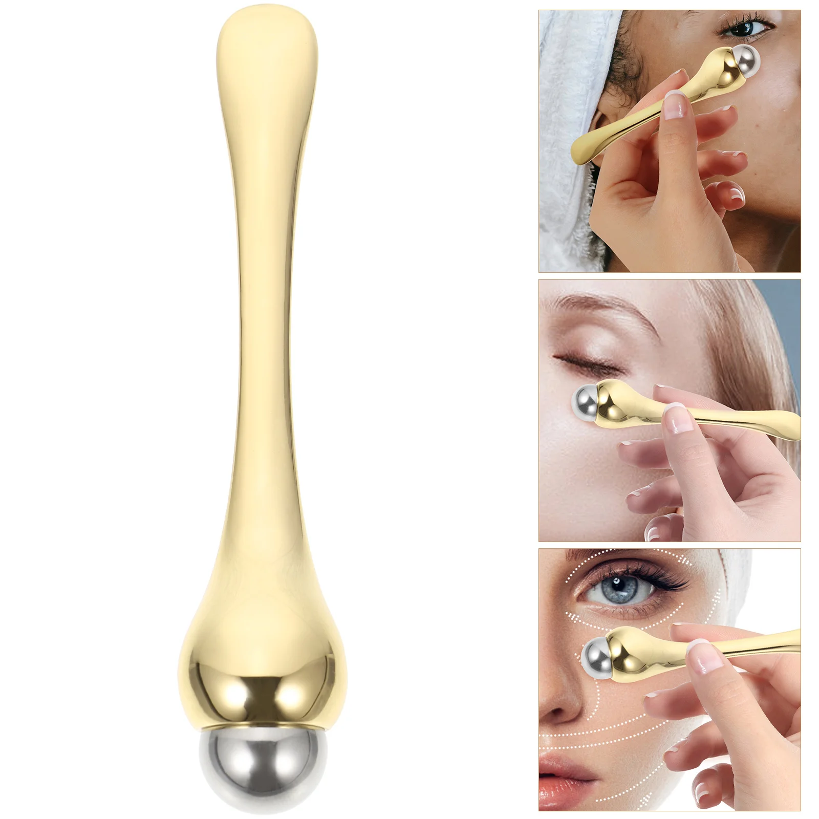 

Eye Massage Golden Color Skincare Tool Facial Massager Relax Massage Roller Cream Applicator Under Eye Beauty Instrument