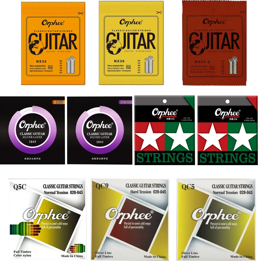 Orphee Classical Guitar Strings Nylon Silver Plated Beginners Practice Professional Classical Guitar Strings Guitar Accessories