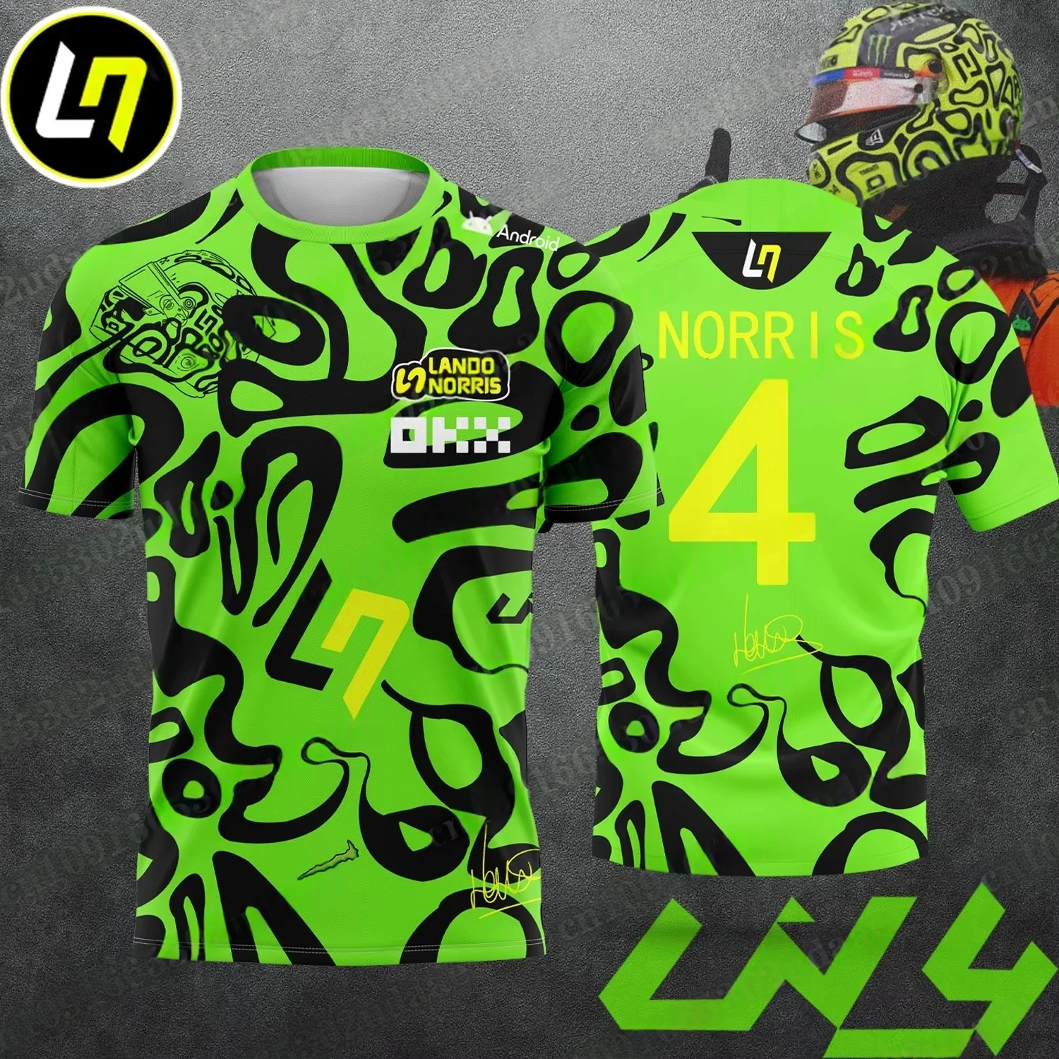 

2025 New Racing Lando Norris Ln4 Style T-Shirt Extreme Sports Racing Suit Breathable Quick Drying Short Sleeved Sports Shirt