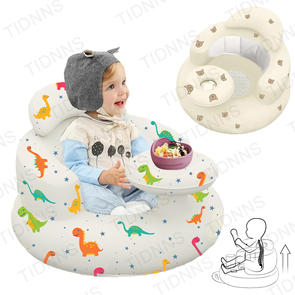 Baby Sofa Inflatable Seat for Babies  Chair with Tray, Built in Air Pump Infant Back Support Sofa Toddler Chair for Sitting Up