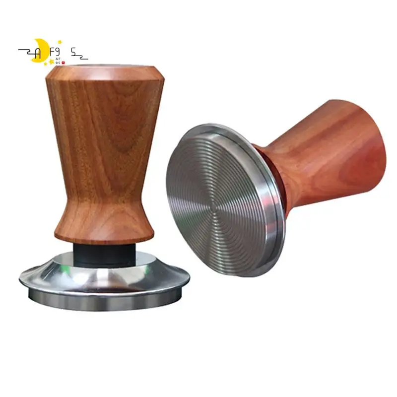 

AF95-58Mm Espresso Tamper Wooden Handle Barista Maker Grinder Handmade Coffee Powder Hammer Tamper Ripple Base