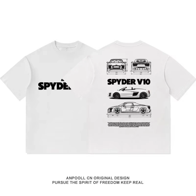 

Футболка из хлопка с принтом R8 Sports Car Club Modified Culture RS High Performance, мужская и женская, повседневная, с коротким рукавом