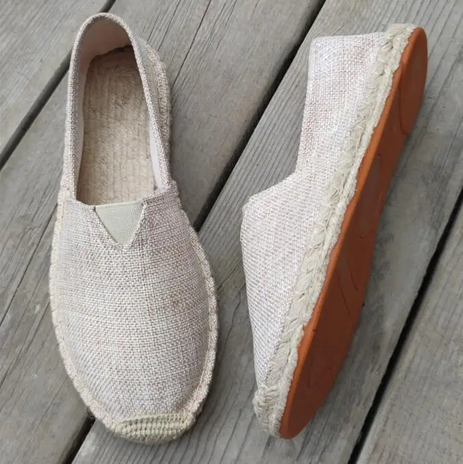 Mens Canvas Shoes Breathable Linen Cloth Man Loafers Summer Slip-On Walking Casual Shoes Women Shoes Unisex