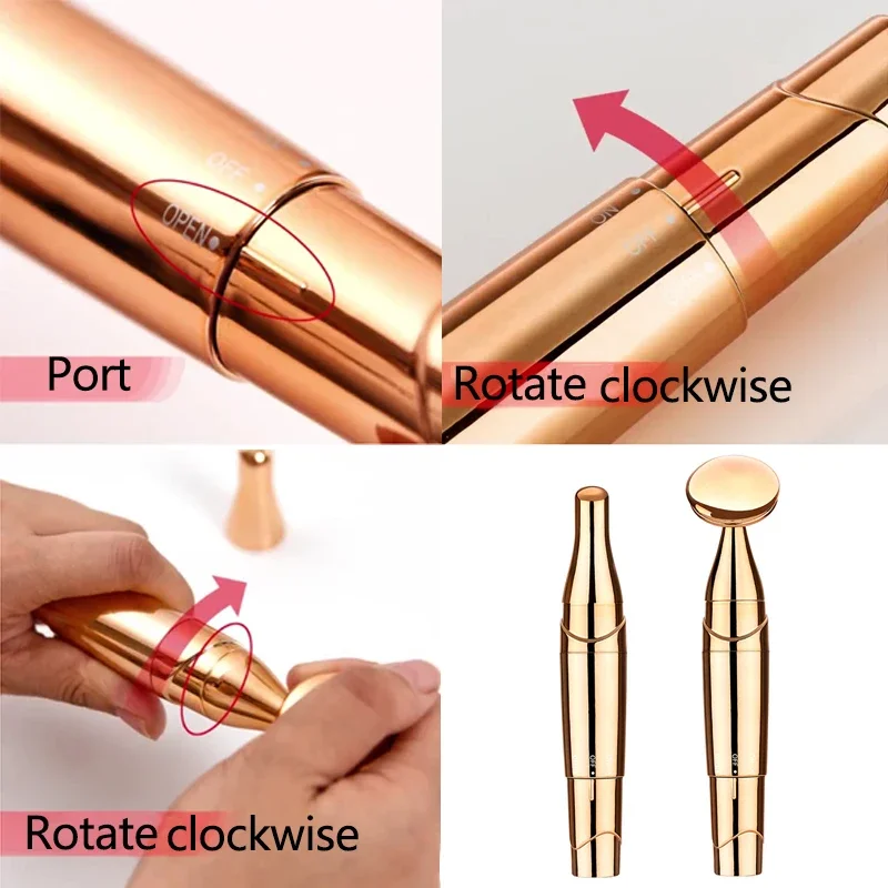 جهاز تدليك للوجه صغير كهربائي هزاز الأسطوانة مكافحة الشيخوخة التجاعيد الهالات السوداء حقيبة رقيقة الوجه جهاز 2 في 1 جهاز تدليك الوجه العين