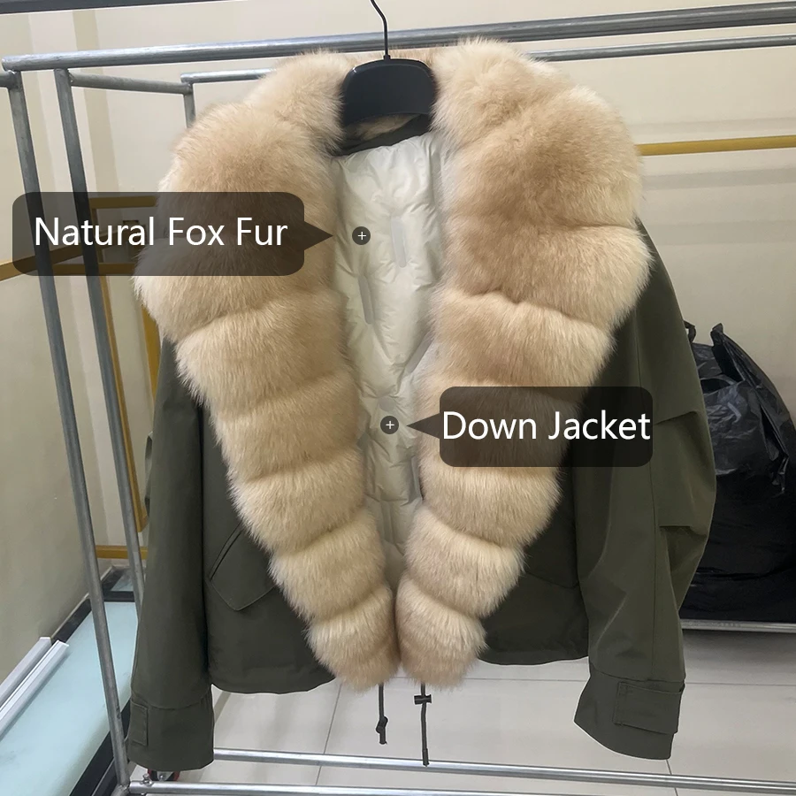 Frauen Winter echte Gänse feder Mantel mit Fuchs Fell kurze natürliche Fuchs Fell Puffer Mantel Luxus Neuankömmling