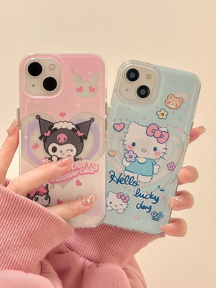 Sanrio Hello Kitty Kuromi My Melody Cinnamoroll Cartoon girl for iphone14promax mobile phone case Apple 13 12 14plus  case