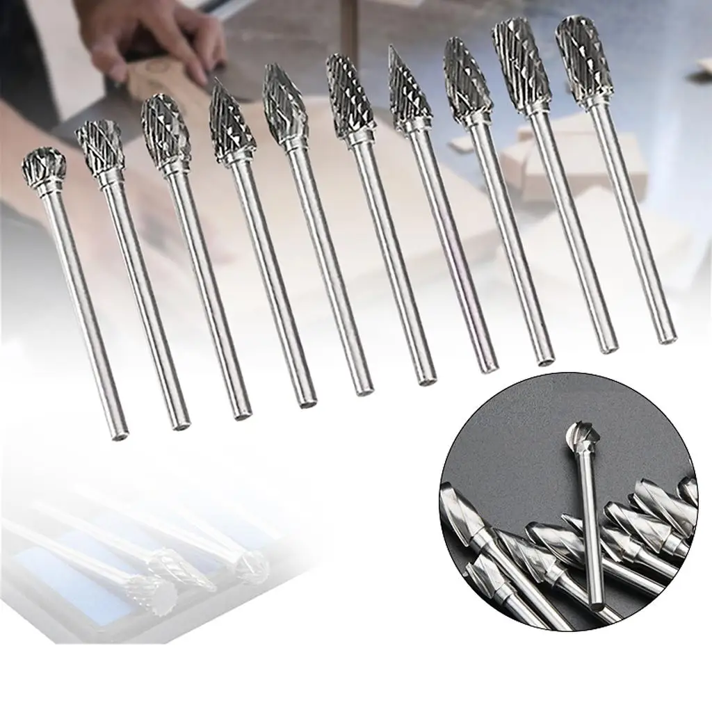 

Набор твердосплавных фрез с двойной резкой, 10 шт., с хвостовиком 1/8 дюйма (упаковка из 10 шт.)