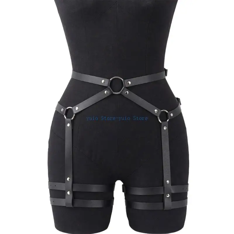 X7XB Adjustable Faux Leather Body Harnesses Belt Versatiles Strap Accessory for Women Fashion Outfits