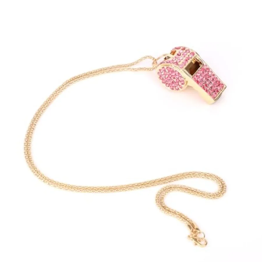 2개 블링 휘슬 메탈 크리스탈 라인스톤 휘슬 소리가 큰 선명한 소리 스포츠 휘슬 체인 랜야드 포함 선물 교사용