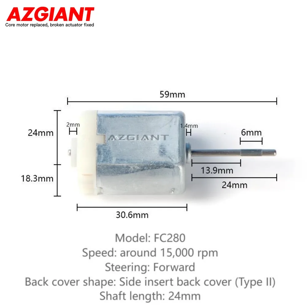 AZGIANT FC280 High-Speed Universal DC Motor 12V for Car Door Lock Direction Lock Trunk Lock Rearview Mirror Folding Module