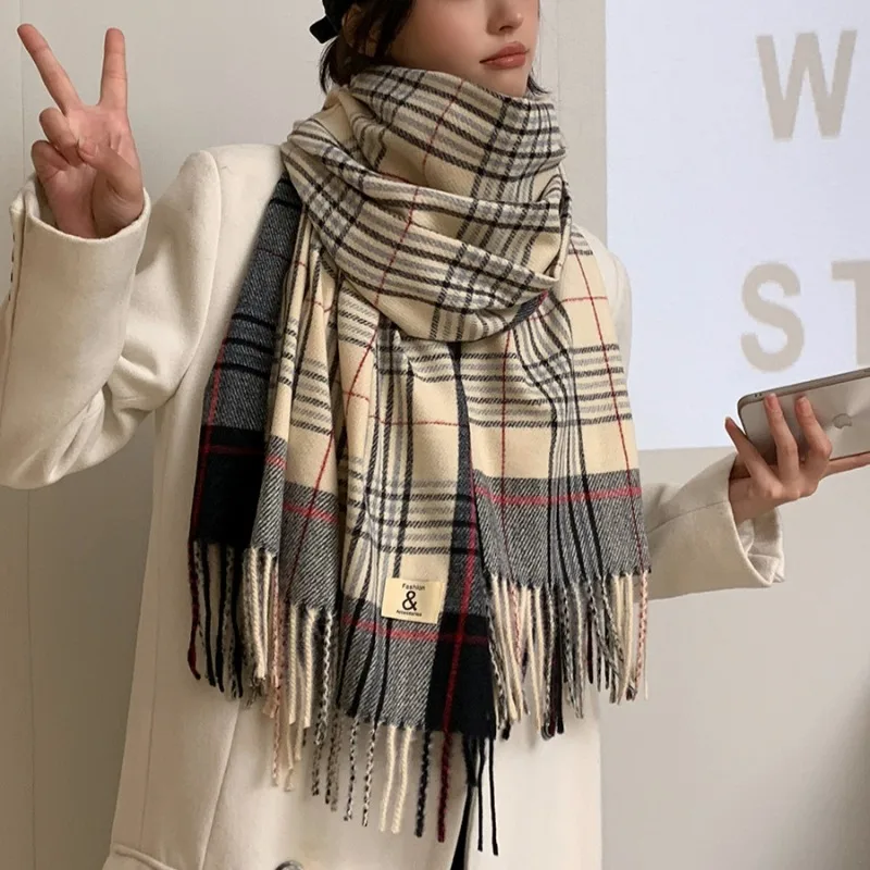 Luxury Brand Cashmere Warm Scarf for Women Design Winter Men Shawl Wrap Pashmina 2024 Plaid Female Bufanda Echarpe Foulard