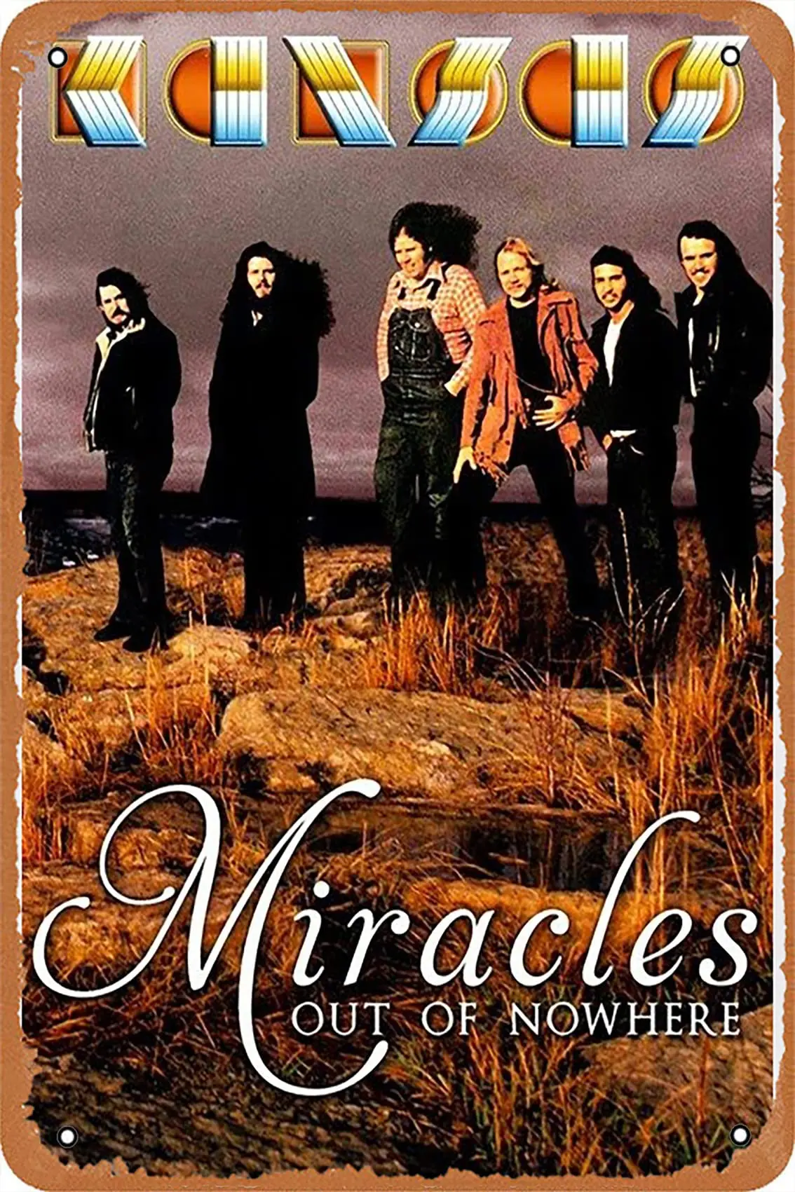 Muecddoa Metal sign - KANSAS BAND MIRACLES OUT OF NOWHERES Poster Bar Wall Decor 8 X 12 Inch