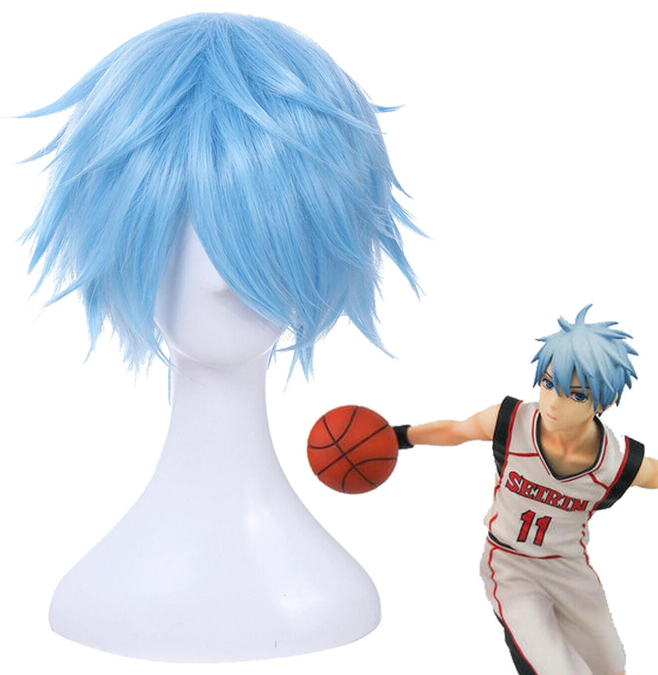 

Kuroko no Basket Tetsuya Kuroko Косплей Парик 30 см Короткий Голубой Парик Perucas