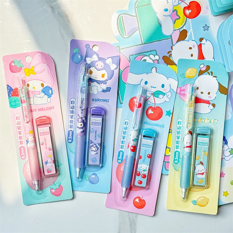 Sanrio Propelling Pencil 12/24pcs Melody Pochacco Cartoon Set 0.5mm Writing Instrument Student Stationery Supplies Birthday Gift