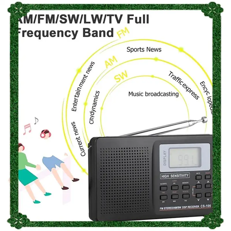 24-Hour Delivery 2X Full Band Radio AM/SW/LW/TV/FM Radio Full Frequency Receiver Receiving FM Radio With Timing Alarm Clock Radi