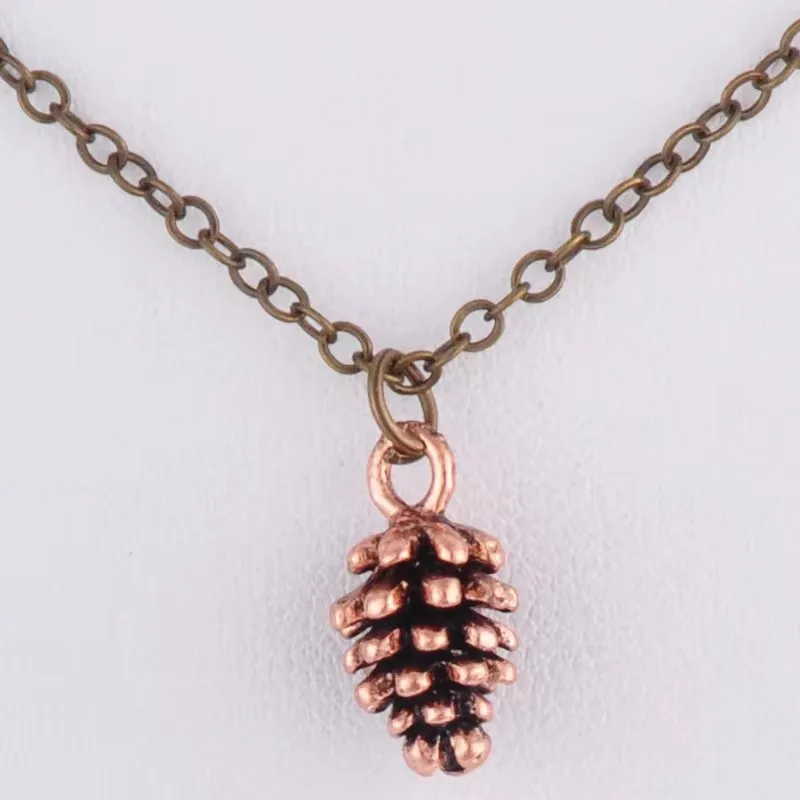 Antique Bronze Gold Tone Silver Color Pinecone Pine Cone Acorn Necklace Metal Chain Pendant Necklace Costume Jewellery Handmade