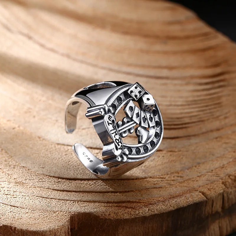 Wholesale 925 sterling silver ring usd poker sieve ring ring opening thai silver retro trendyy personalized jewelry