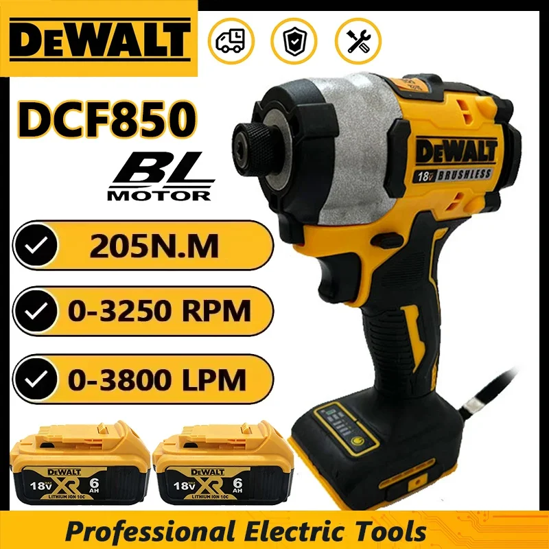 2026 DCF850 Impact Driver Electric Driver 20V Brushless Cordless 3250RPM screwdrivers 205N.m High Torque tools Power Tools